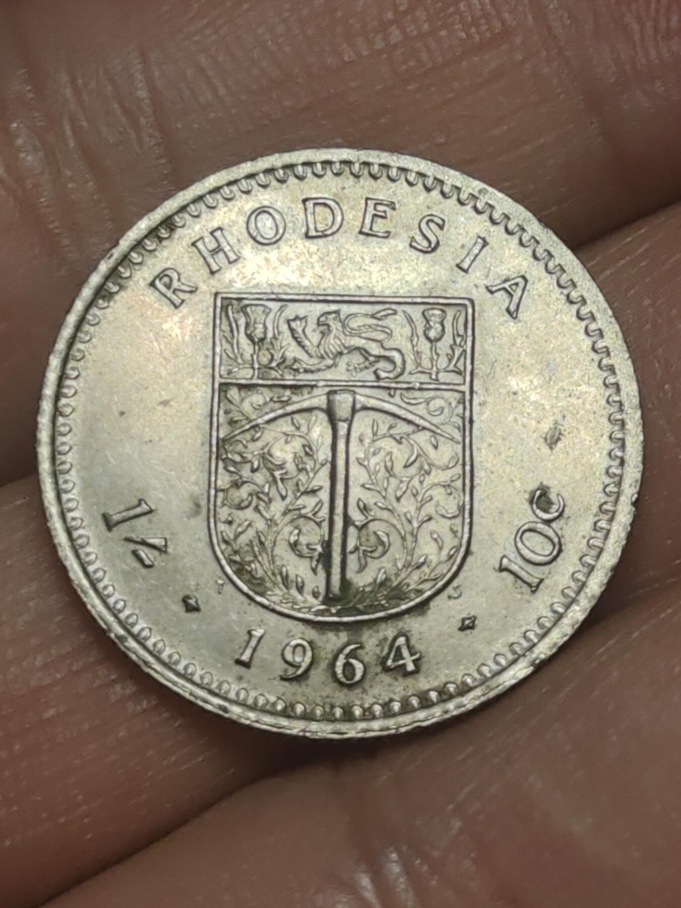 2026年第三十八场(总第二百零七场）外国好品散币场(免佣金) 英属罗德西亚1964单年份1先令/10分双面值(伊丽莎白二世中年花冠)