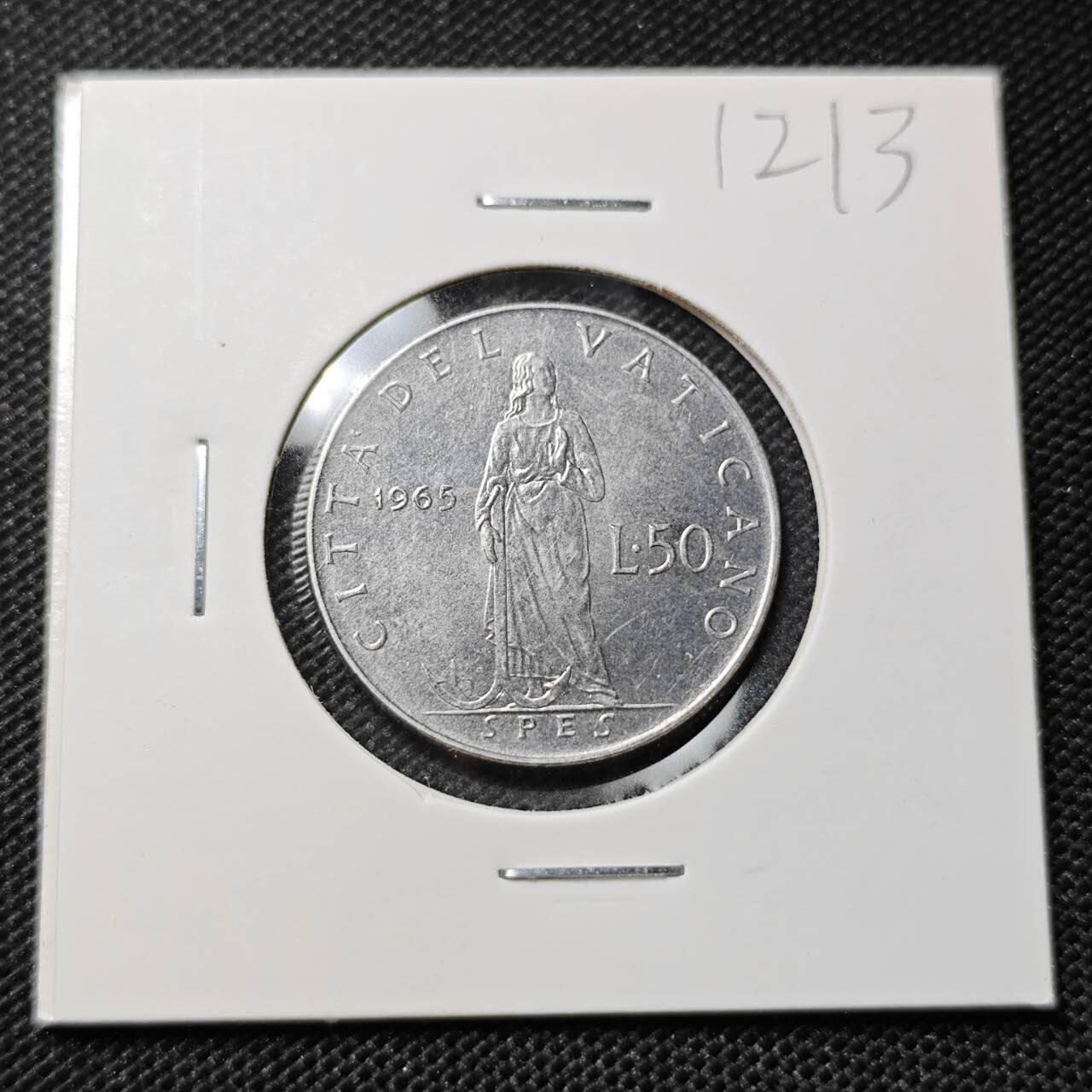 KK钱币收藏小铺  第412期 2月预留时间 周末发货 1965梵蒂冈50里拉