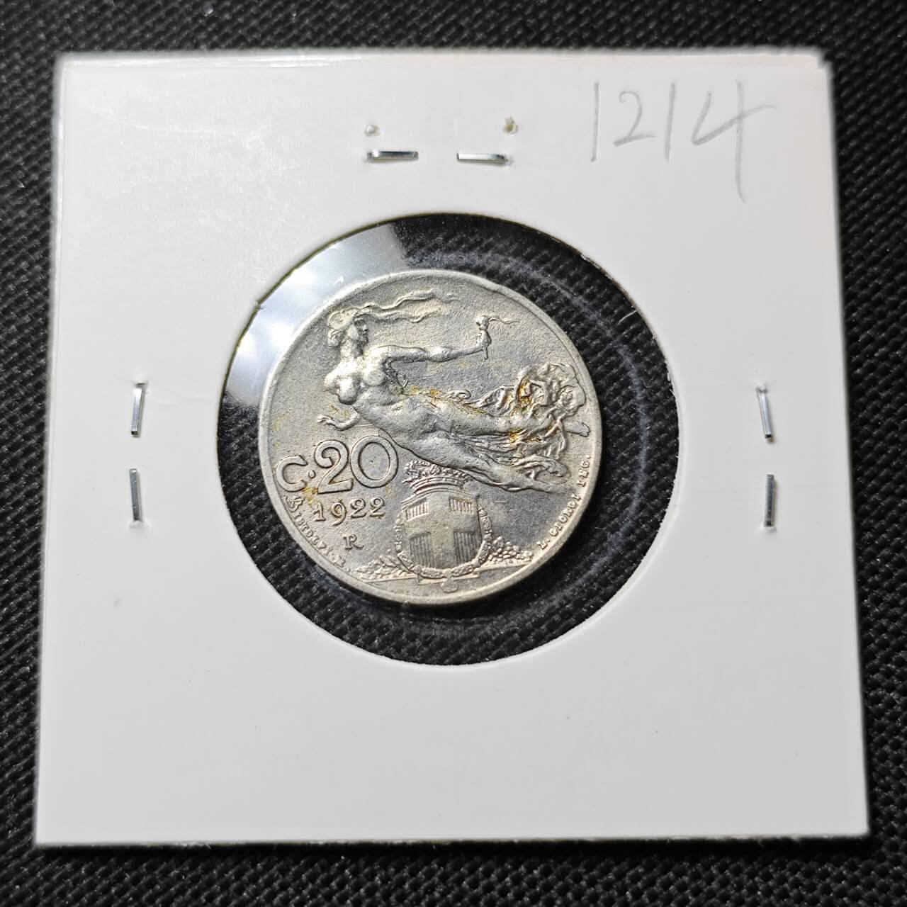 KK钱币收藏小铺  第412期 2月预留时间 周末发货 1922意大利20分