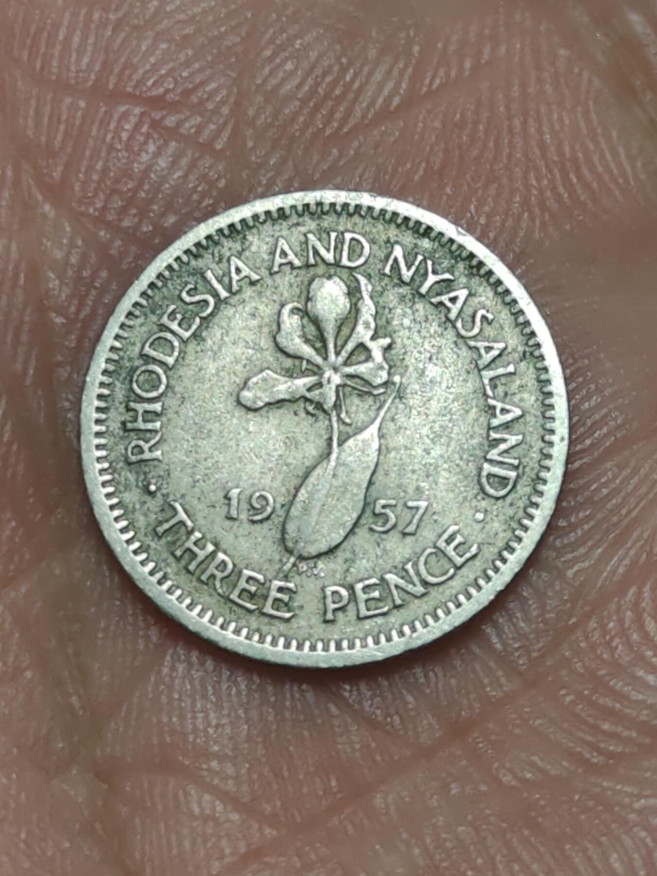 2026年第三十八场(总第二百零七场）外国好品散币场(免佣金) 英属罗德西亚和尼亚萨兰1957年3便士(伊丽莎白二世青年桂冠)