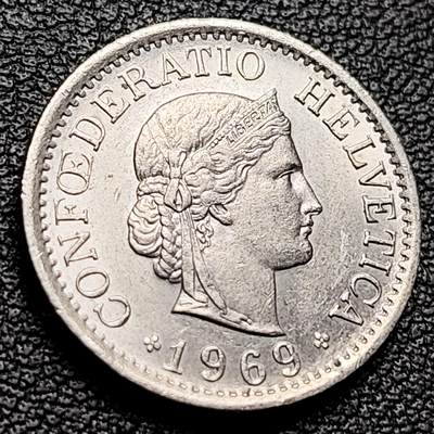 泉币菌-第217场-拍品多 请提前出价 - 瑞士1969年10生丁 自由女神 铜镍币 19.15mm