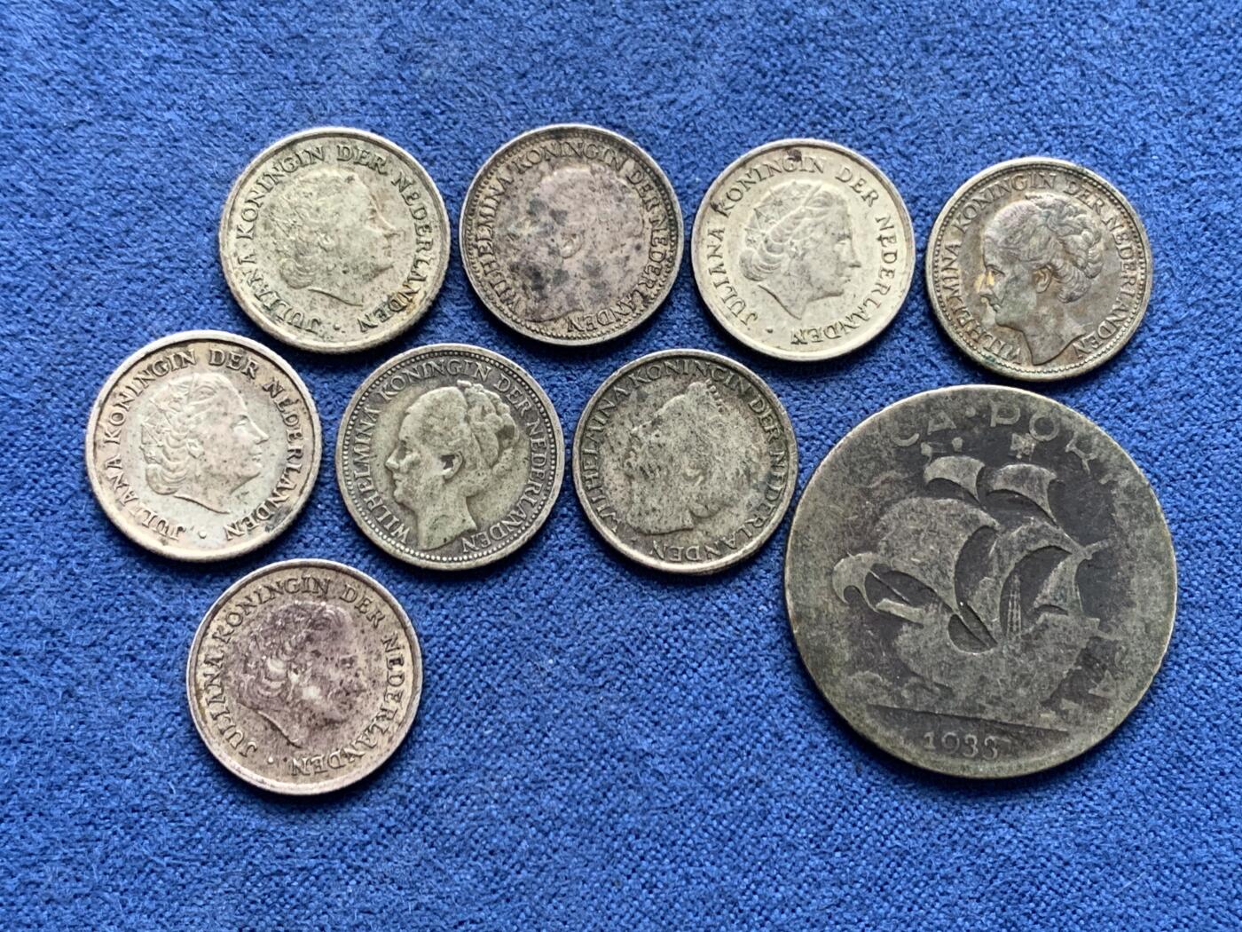 《竞宝斋》第475场 周日，周一 2场连拍 （全场包邮）欢迎送拍 九枚一组 葡萄牙/荷属银币 总重17.65g 640银