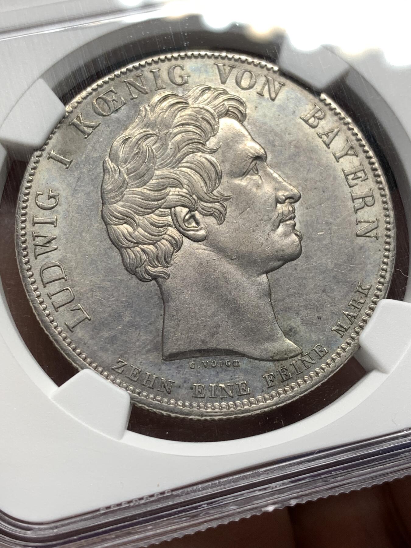 《竞宝斋》第475场 周日，周一 2场连拍 （全场包邮）欢迎送拍 NGC MS61 德国 巴伐利亚 1826 赖兴巴赫和弗劳恩霍夫 泰勒大银币 少见的品种 61的分数 状态感觉低评了