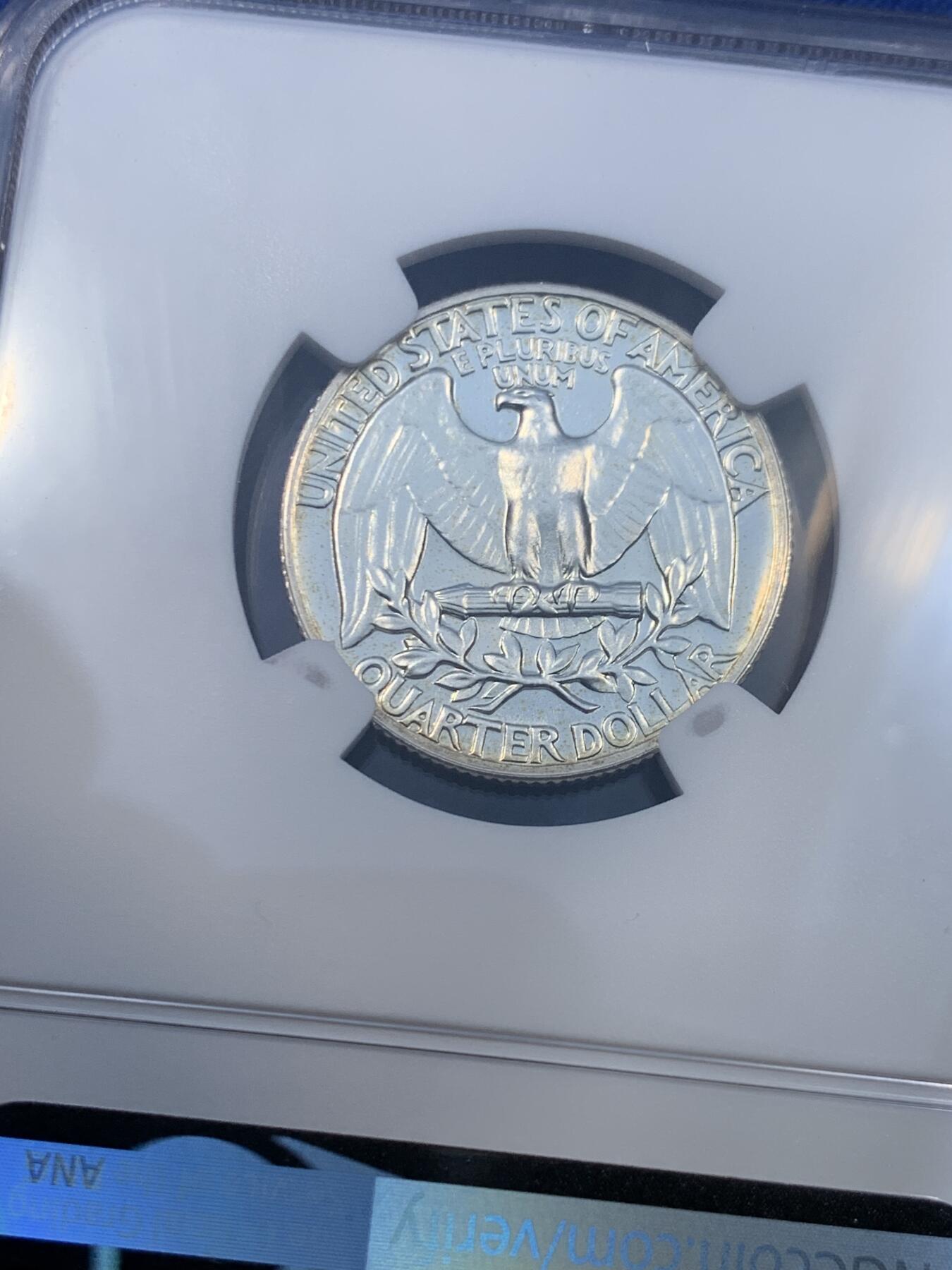 《竞宝斋》第475场 周日，周一 2场连拍 （全场包邮）欢迎送拍 NGC PF65 美国1962年华盛顿25分银币 少见精制版本 较少的年份