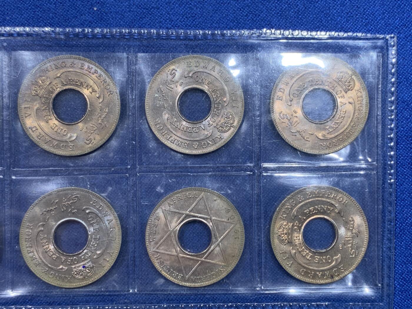 《竞宝斋》第475场 周日，周一 2场连拍 （全场包邮）欢迎送拍 10枚一组 英属西非1908年爱德华七世1/10便士 好品