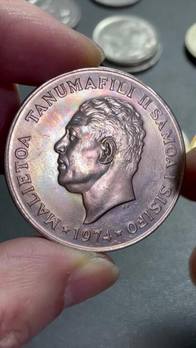 回流0406 少！全新西萨摩亚（现萨摩亚独立国）1974年1塔拉 38mm