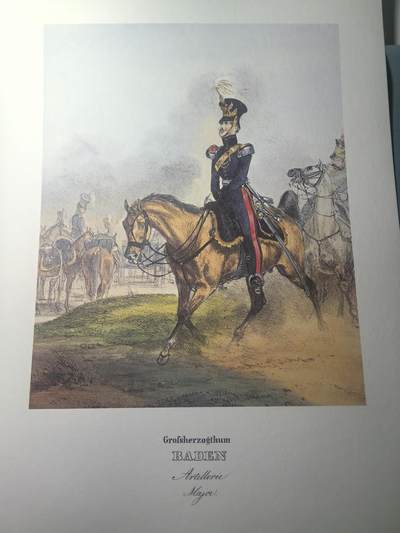 盛世勋华——号角文化勋章邮票专场拍卖第311期 - 大尺寸手绘图卡 巴登大公国炮兵少校 大A4尺寸 翻印自1848年出版《德意志陆军》一书