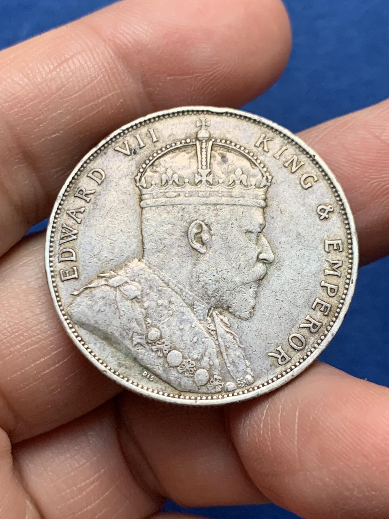 《竞宝斋》第475场 周日，周一 2场连拍 （全场包邮）欢迎送拍 1908年海峡壹圆银币 流通好品 淡色包浆 细节见图