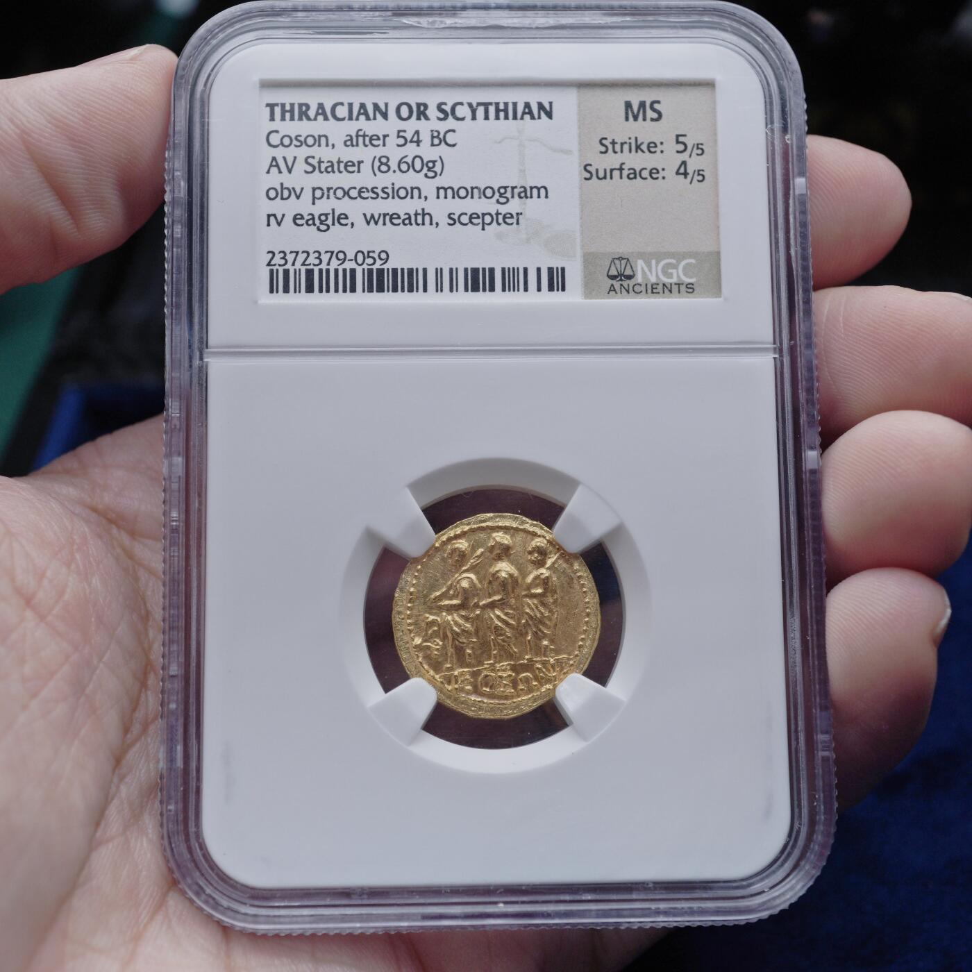 琋语集藏2026年04月欧洲古典打制币拍卖 希腊化时期-色雷斯 科松1斯塔特金币（NGC评级）