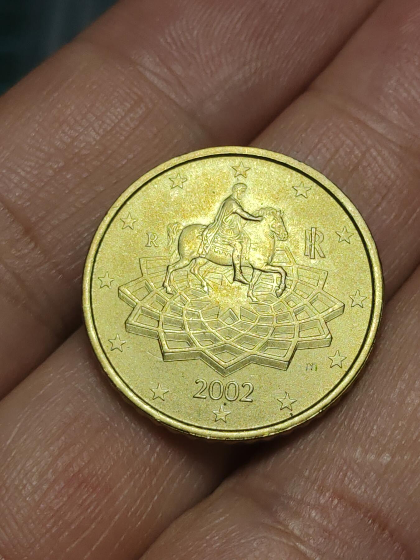 2026年第三十八场(总第二百零七场）外国好品散币场(免佣金) 意大利🇮🇹2002年50欧分(第一版欧洲地图，首发年)