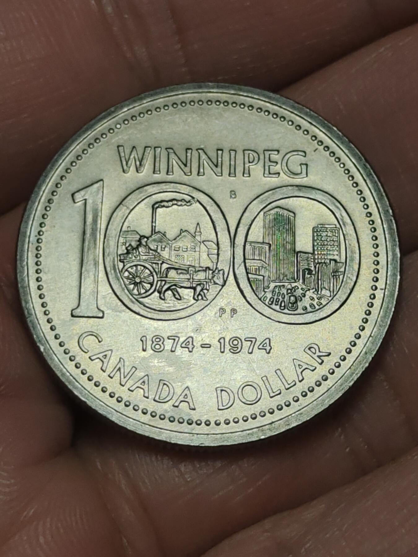 2026年第三十八场(总第二百零七场）外国好品散币场(免佣金) 加拿大🇨🇦1974单年份1元(温尼伯市建立100周年纪念币)