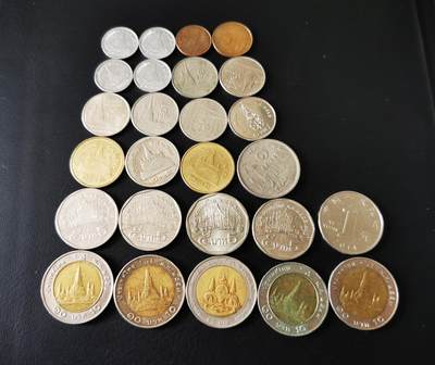 零零发外国硬币拍卖 无佣金 - 泰国一组83铢