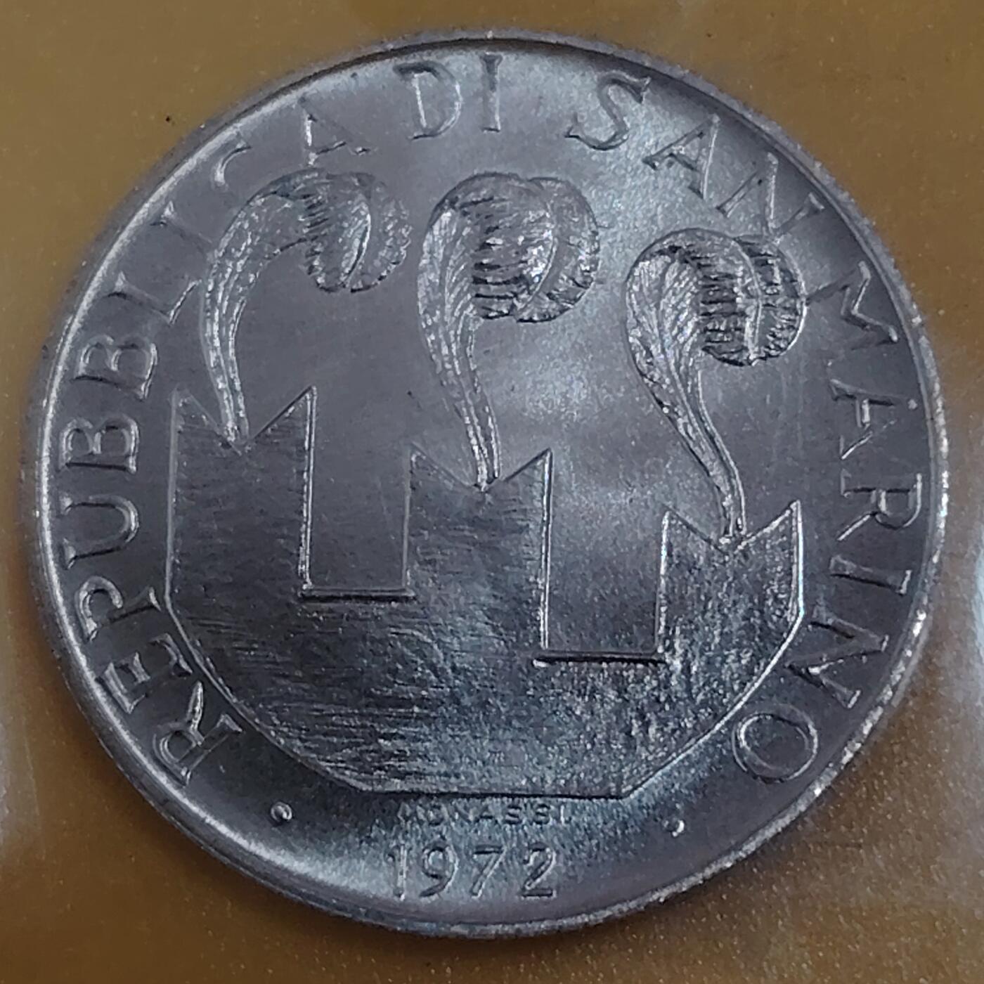 布加迪🐬～世界钱币(上海)🌾第 284 期 /  各国套币和散币 圣马力诺🇸🇲 1972年 10里拉