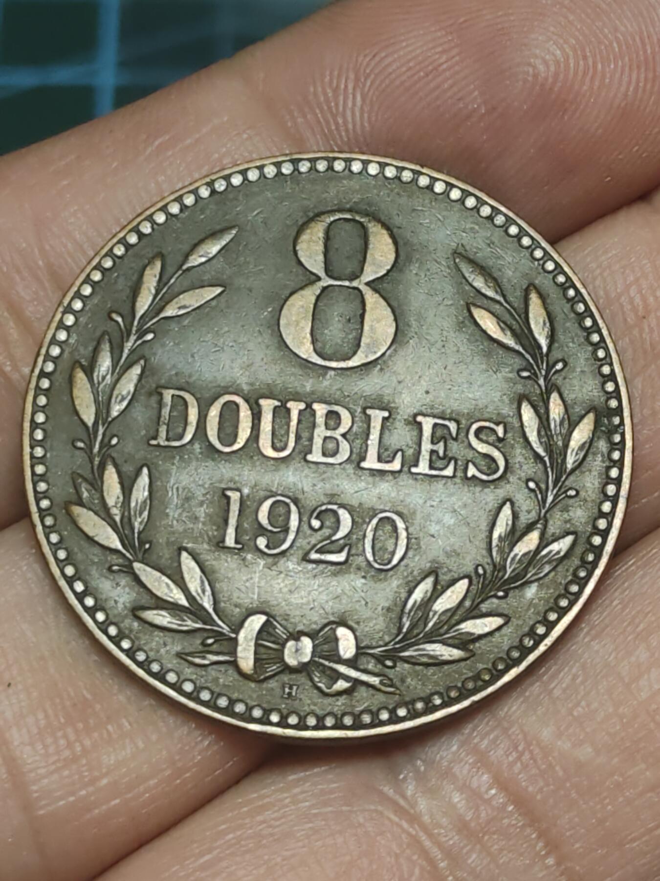 2026年第三十八场(总第二百零七场）外国好品散币场(免佣金) 英属根西岛🇬🇬1920年8道布(乔治五世时期，H标喜敦厂造)