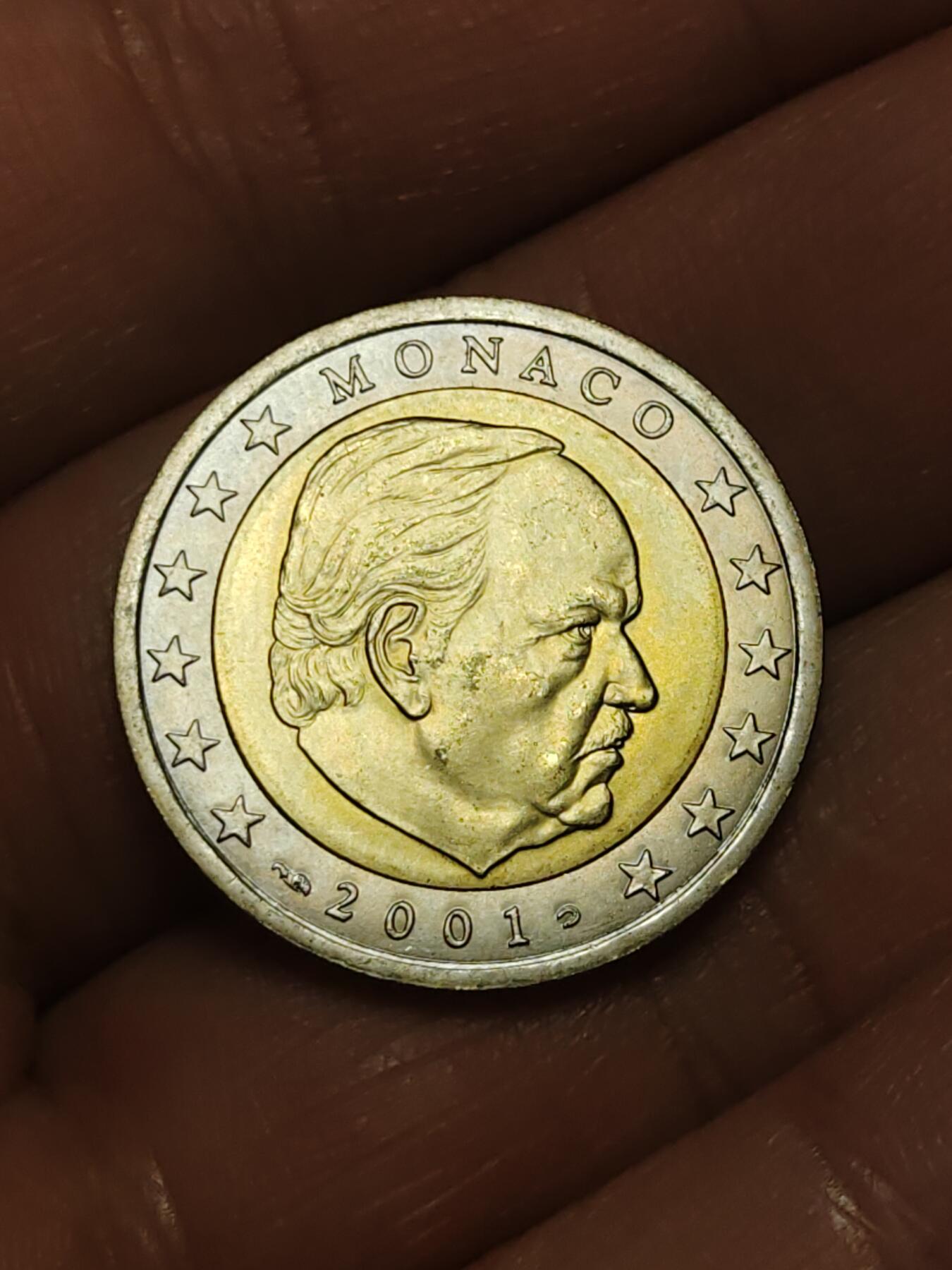 2026年第三十八场(总第二百零七场）外国好品散币场(免佣金) 摩纳哥🇲🇨2001年2欧元(第一版欧洲地图，首发年)