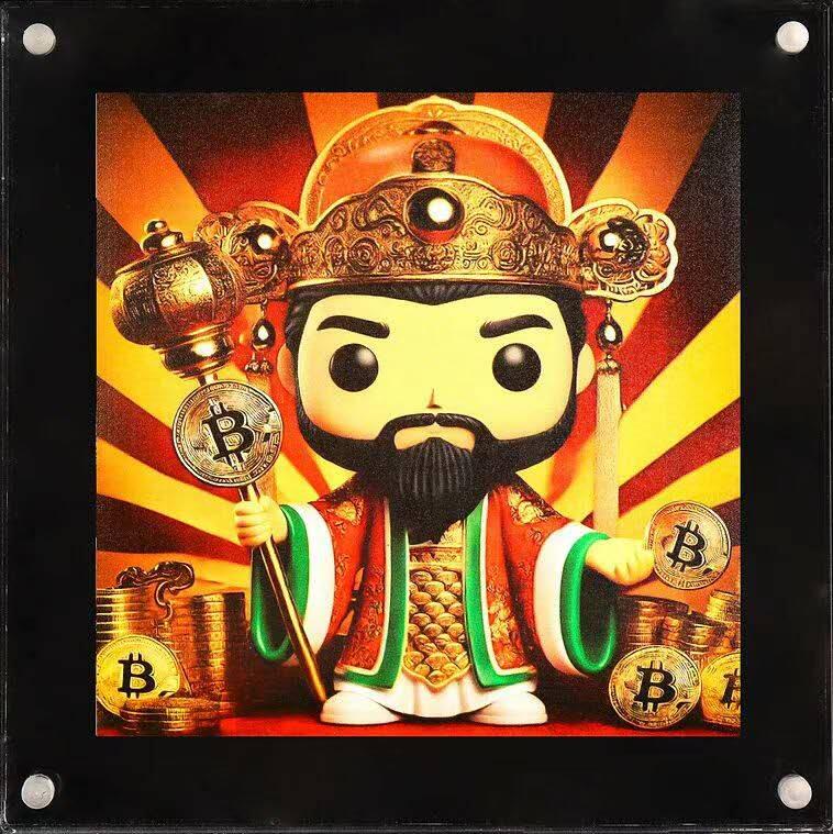 【现货】喀麦隆2025年数字财神爷B特币1盎司超大尺寸双面彩色银币