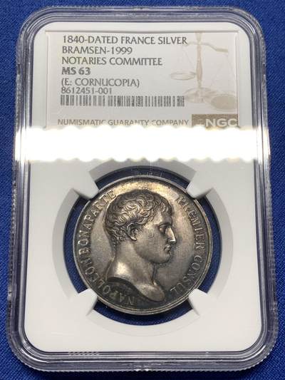 《竞宝斋》第475场 周日，周一 2场连拍 （全场包邮）欢迎送拍 - NGC MS63 法国拿破仑一世公证委员会法律颁布纪念银章，是拿破仑执政时期法国行政与司法制度融合的见证。