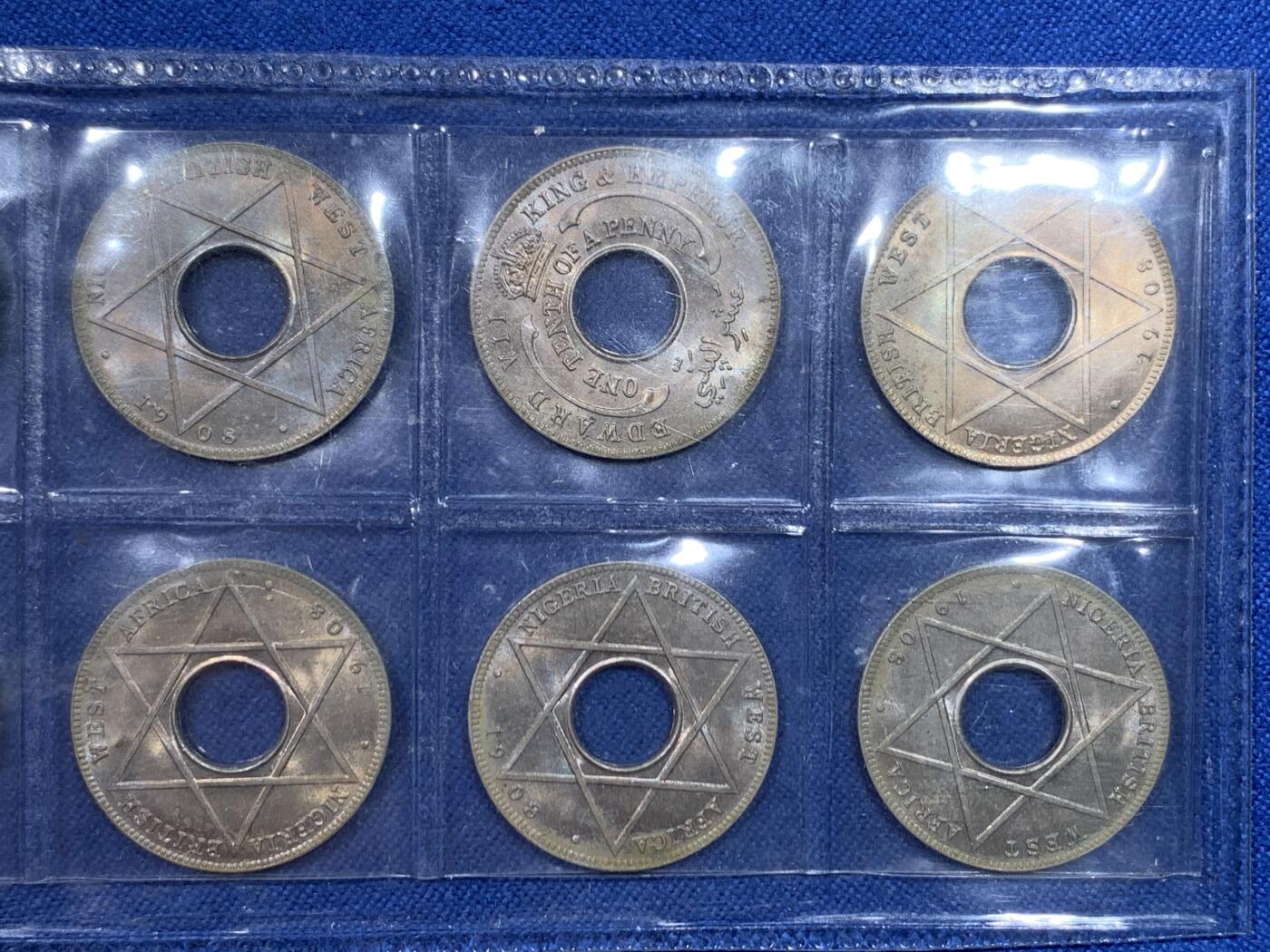 《竞宝斋》第475场 周日，周一 2场连拍 （全场包邮）欢迎送拍 10枚一组 英属西非1908年爱德华七世1/10便士 好品