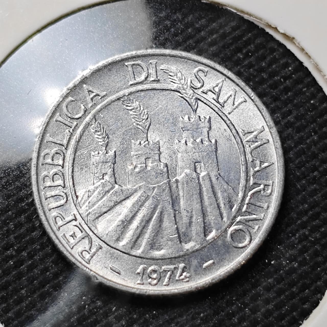 KK钱币收藏小铺  第412期 2月预留时间 周末发货 1974圣马力诺2里拉 