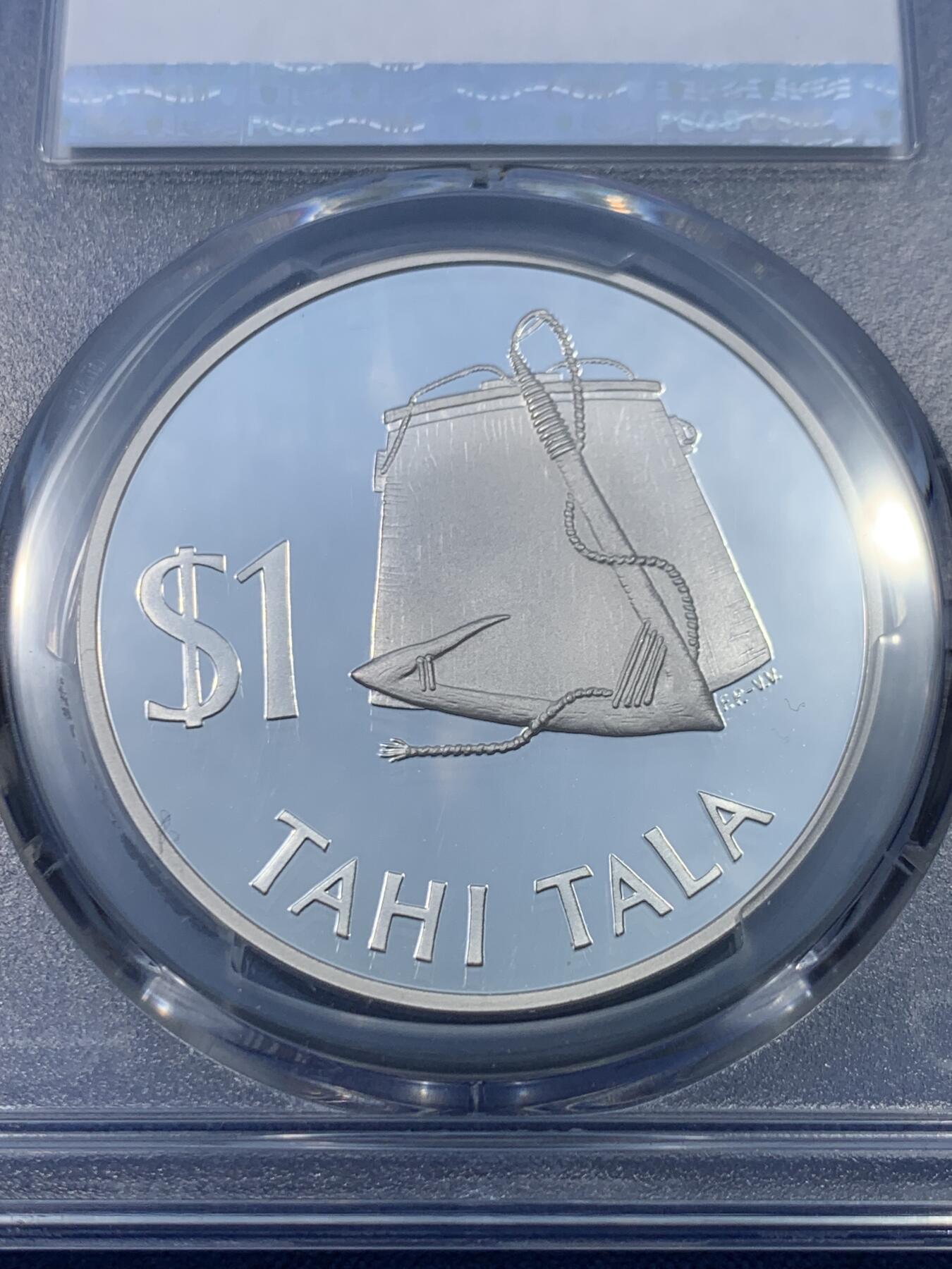 《竞宝斋》第475场 周日，周一 2场连拍 （全场包邮）欢迎送拍 PCGS PR67DCAM 托克劳群岛1979年1塔拉纪念大银币