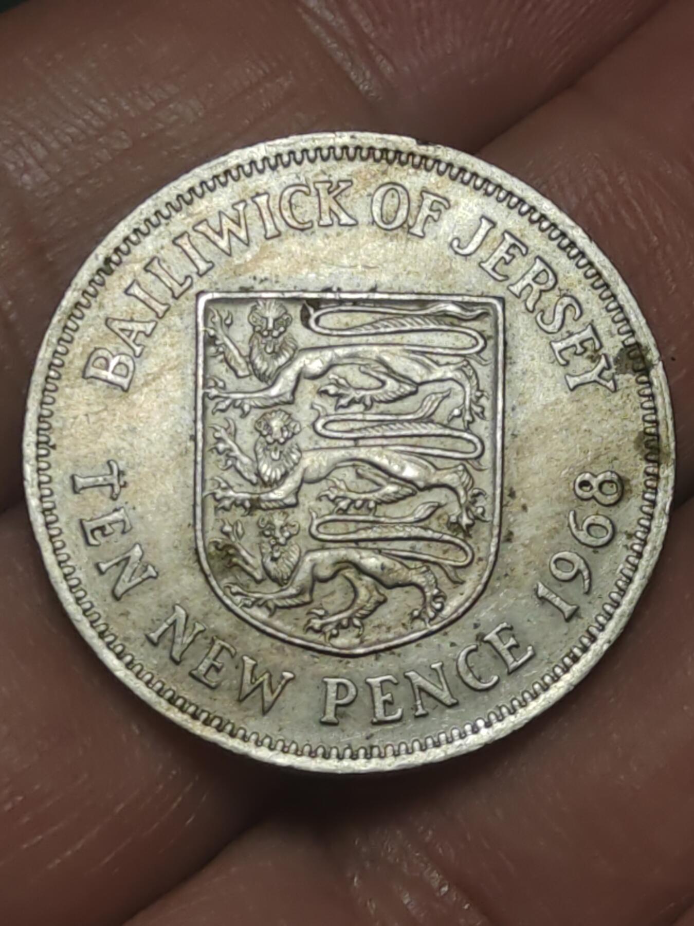 2026年第三十八场(总第二百零七场）外国好品散币场(免佣金) 英属泽西岛🇯🇪1968年10便士(伊丽莎白二世中年花冠，十进制第一套首发年)