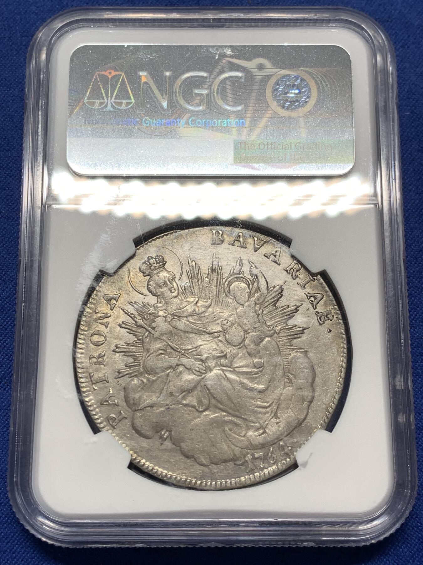 《竞宝斋》第475场 周日，周一 2场连拍 （全场包邮）欢迎送拍 NGC XF45 德国巴伐利亚1764年圣母抱婴泰勒 细节都可以 感觉能上au