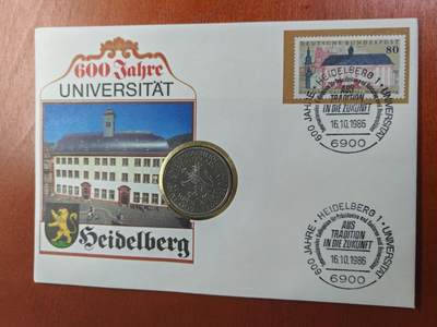 长老汇马年精选第十四场拍卖 - 1986西德海德堡大学600周年邮币封首日封，含同题材5马克铜镍币1枚
