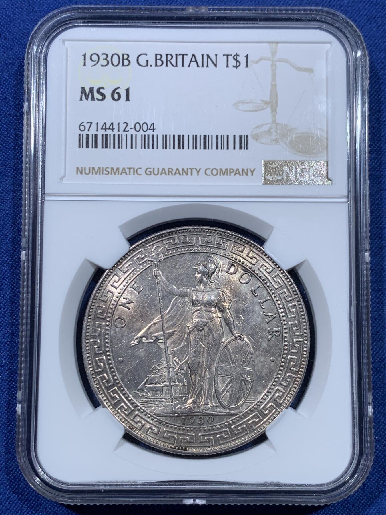 《竞宝斋》第475场 周日，周一 2场连拍 （全场包邮）欢迎送拍 NGC MS61 英国1930年站洋银币