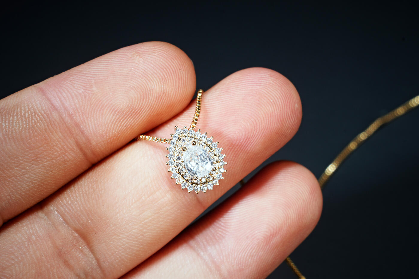 上海都达杂项专场六十九【全场包邮】 天然莫桑钻心形项链94-164