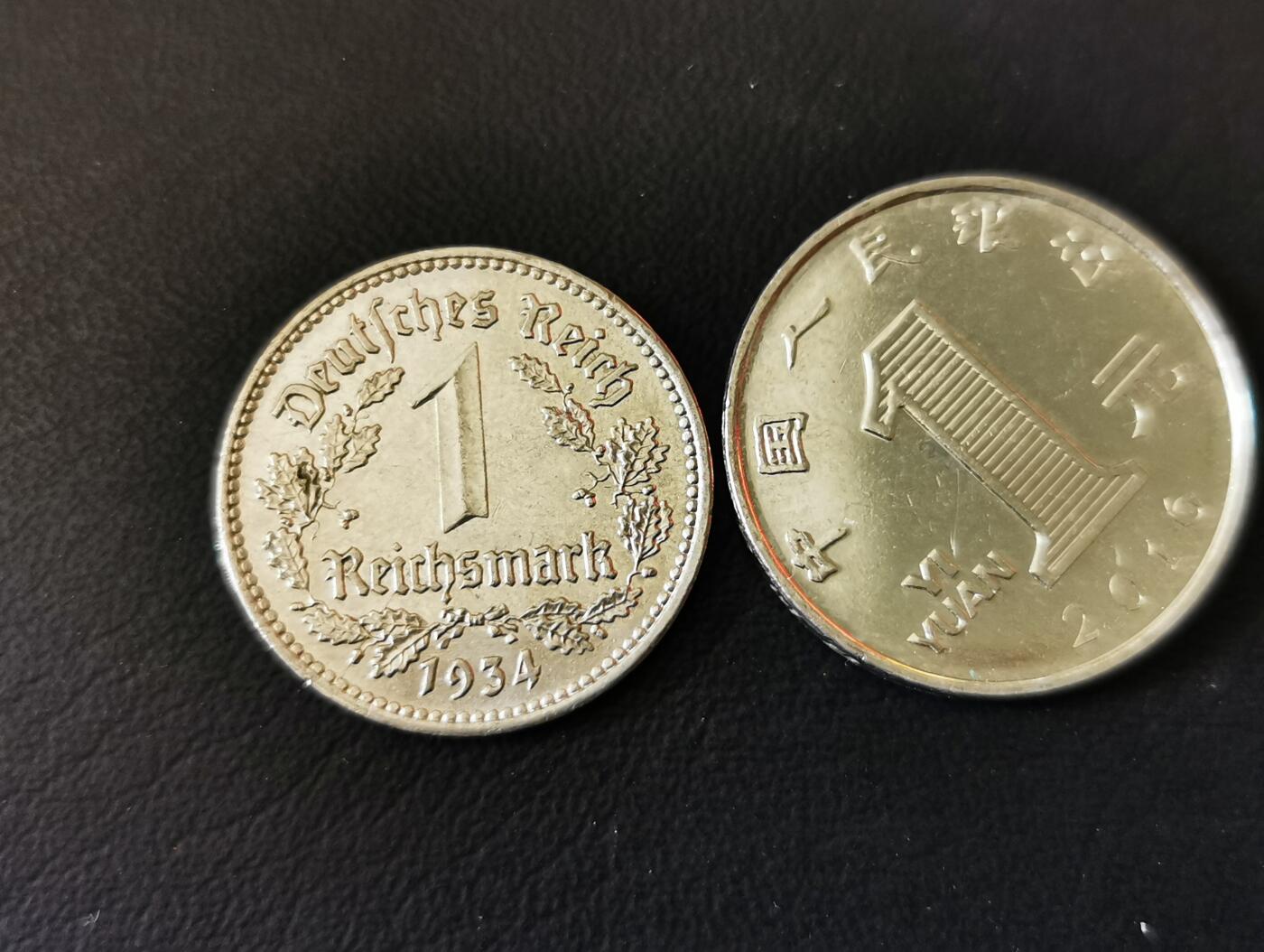 零零发外国硬币拍卖 无佣金 德意志1934年黑鹰1马克A厂