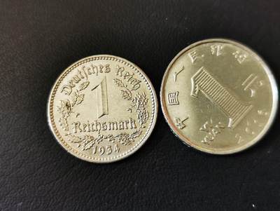 零零发外国硬币拍卖 无佣金 - 德意志1934年黑鹰1马克A厂