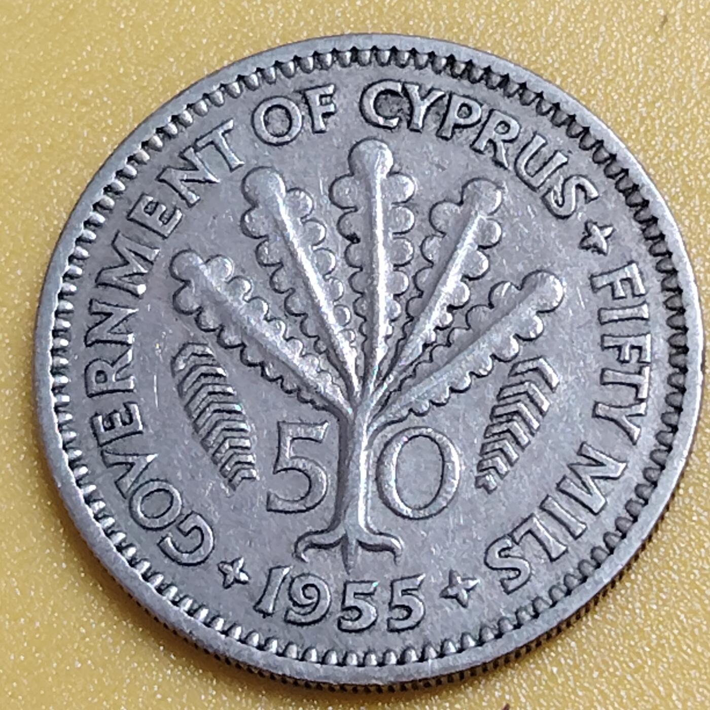 布加迪🐬～世界钱币(上海)🌾第 284 期 /  各国套币和散币 塞浦路斯🇨🇾 1955年 50米尔