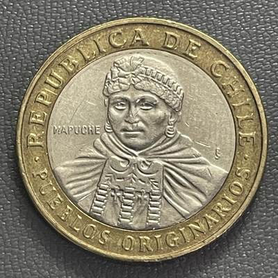 回流0406 - 智利2013年100比索双色金属币 原住民马普切族女性