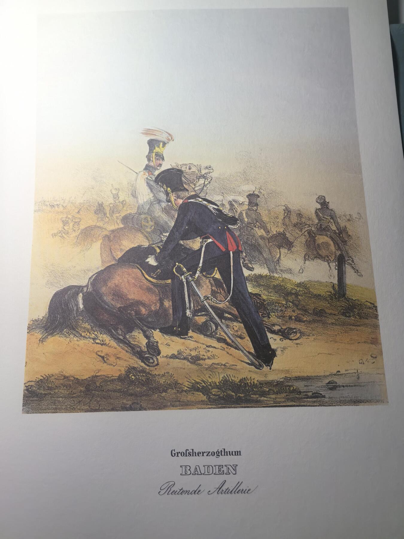 盛世勋华——号角文化勋章邮票专场拍卖第311期 大尺寸手绘图卡 巴登大公国骑乘炮兵 大A4尺寸 翻印自1848年出版《德意志陆军》一书