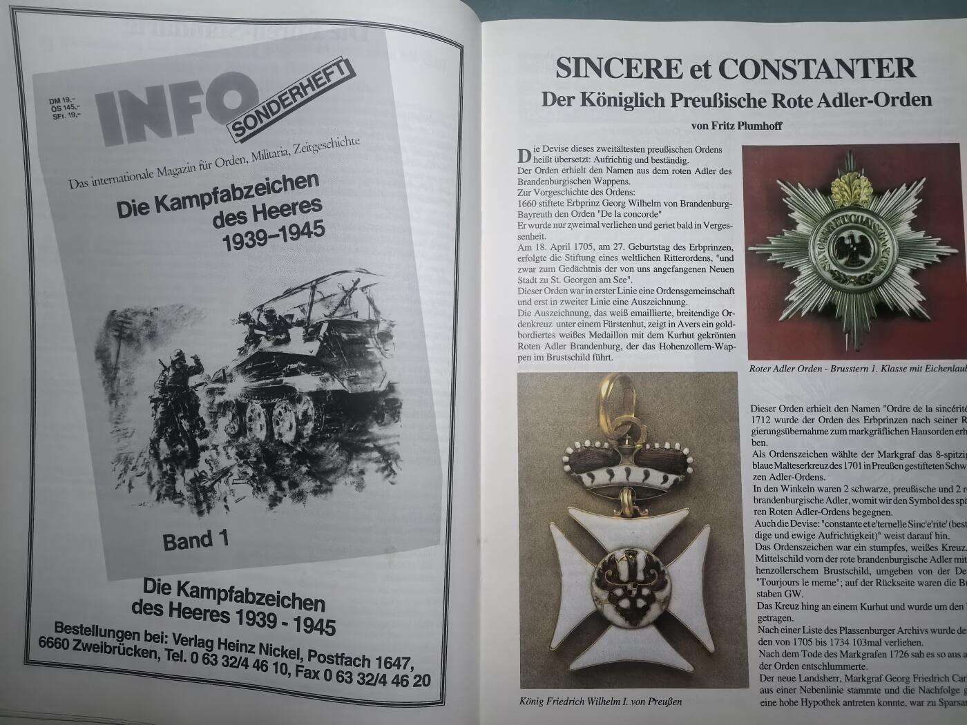 盛世勋华——号角文化勋章邮票专场拍卖第311期 德国出版 Militaria-Magazin杂志 1993年5/6月刊总第73期 58页