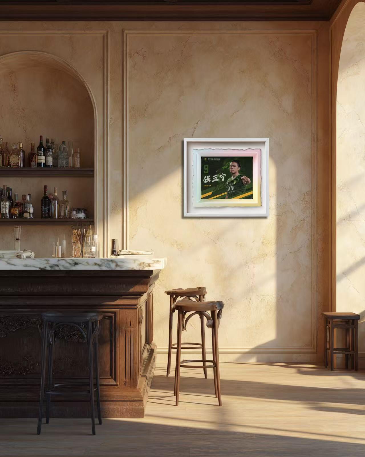 零元拍：国足队长，国安锋霸，张玉宁完美墨迹签名北京国安足球俱乐部官方鼠标垫，特别适合装裱收藏！！拍品不含装裱