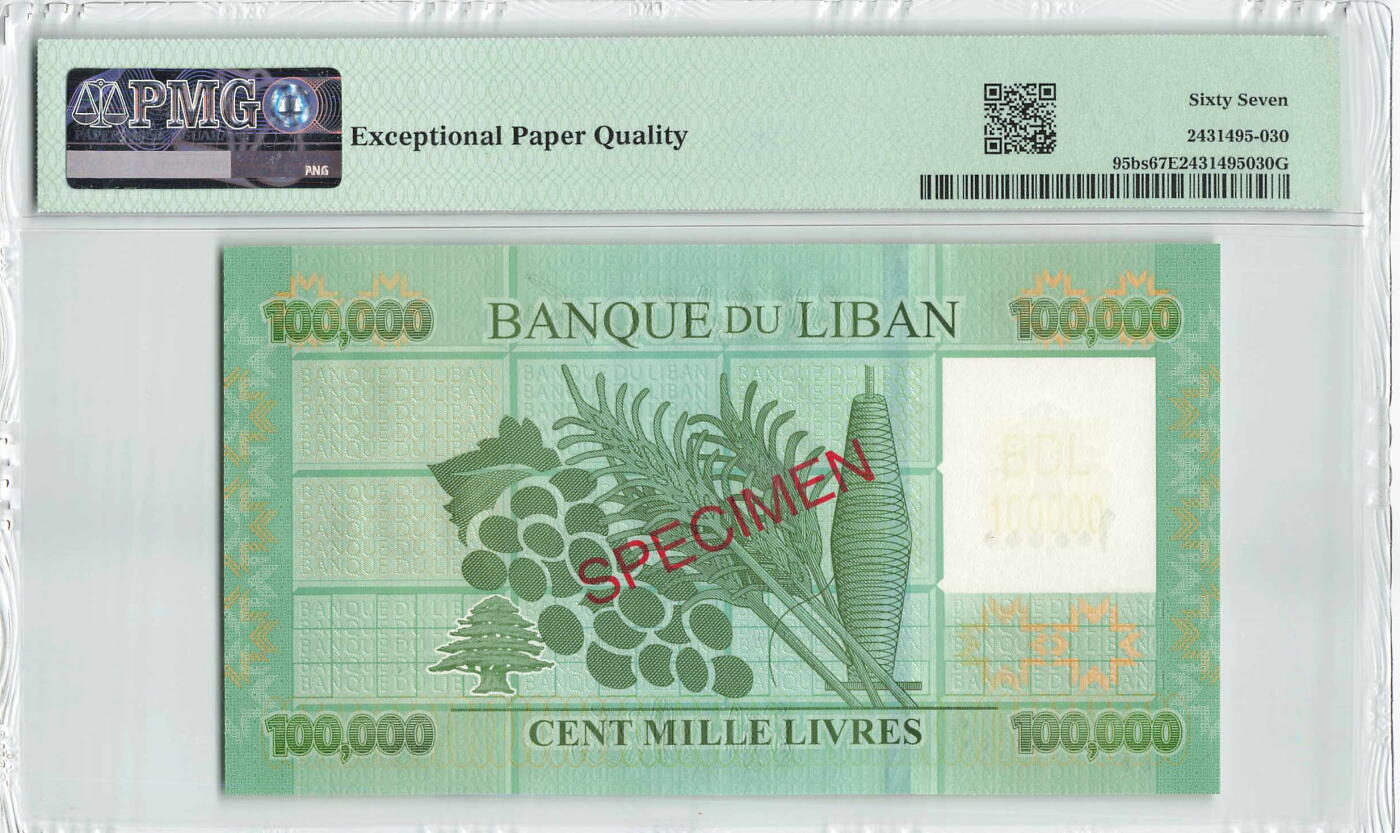 小福收藏拍卖第204期 评级币精选场 本期有 荷兰经典AA冠拿杯子的蛇 叙利亚世遗帕尔米拉古城豹子号冠军分 法国红衣主教冠军分 意大利经典达芬奇   白俄罗斯 "Millennium" 纪念版AA冠全同千位号全套  南斯拉夫铁托未发行版 美国 墨西哥 越南 法属印度支那等多国精美高分珍稀老钞精品纸币 黎巴嫩 2012年 100000里弗 样钞 PMG67 EPQ 亚军分