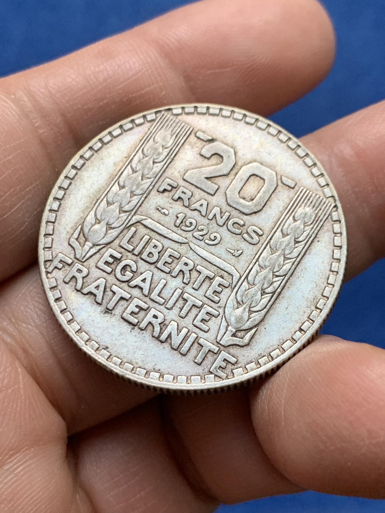 《竞宝斋》第475场 周日，周一 2场连拍 （全场包邮）欢迎送拍 法国1929年谷物女神20法郎银币