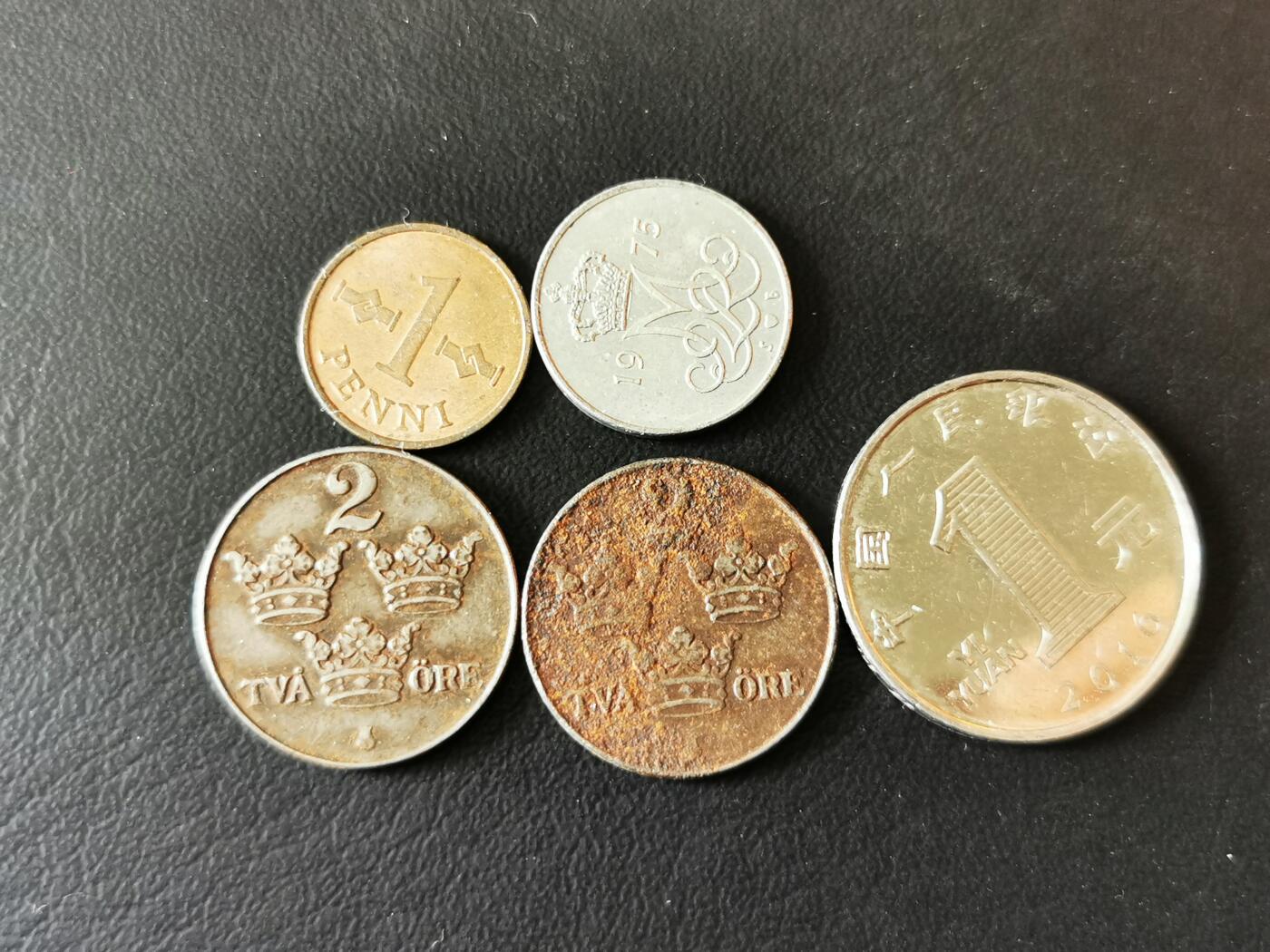 零零发外国硬币拍卖 无佣金 瑞典铁币2枚和芬兰丹麦2枚