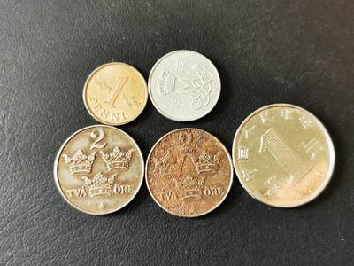 零零发外国硬币拍卖 无佣金 - 瑞典铁币2枚和芬兰丹麦2枚