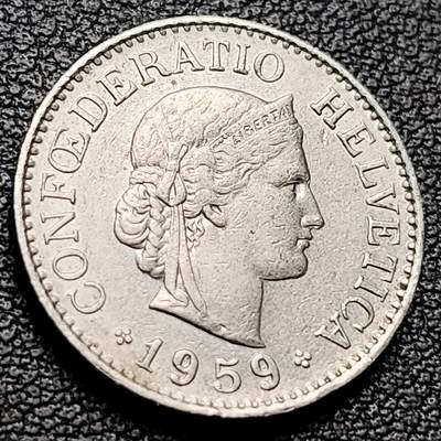 泉币菌-第217场-拍品多 请提前出价 - 瑞士1959年10生丁 自由女神 铜镍币 19.15mm