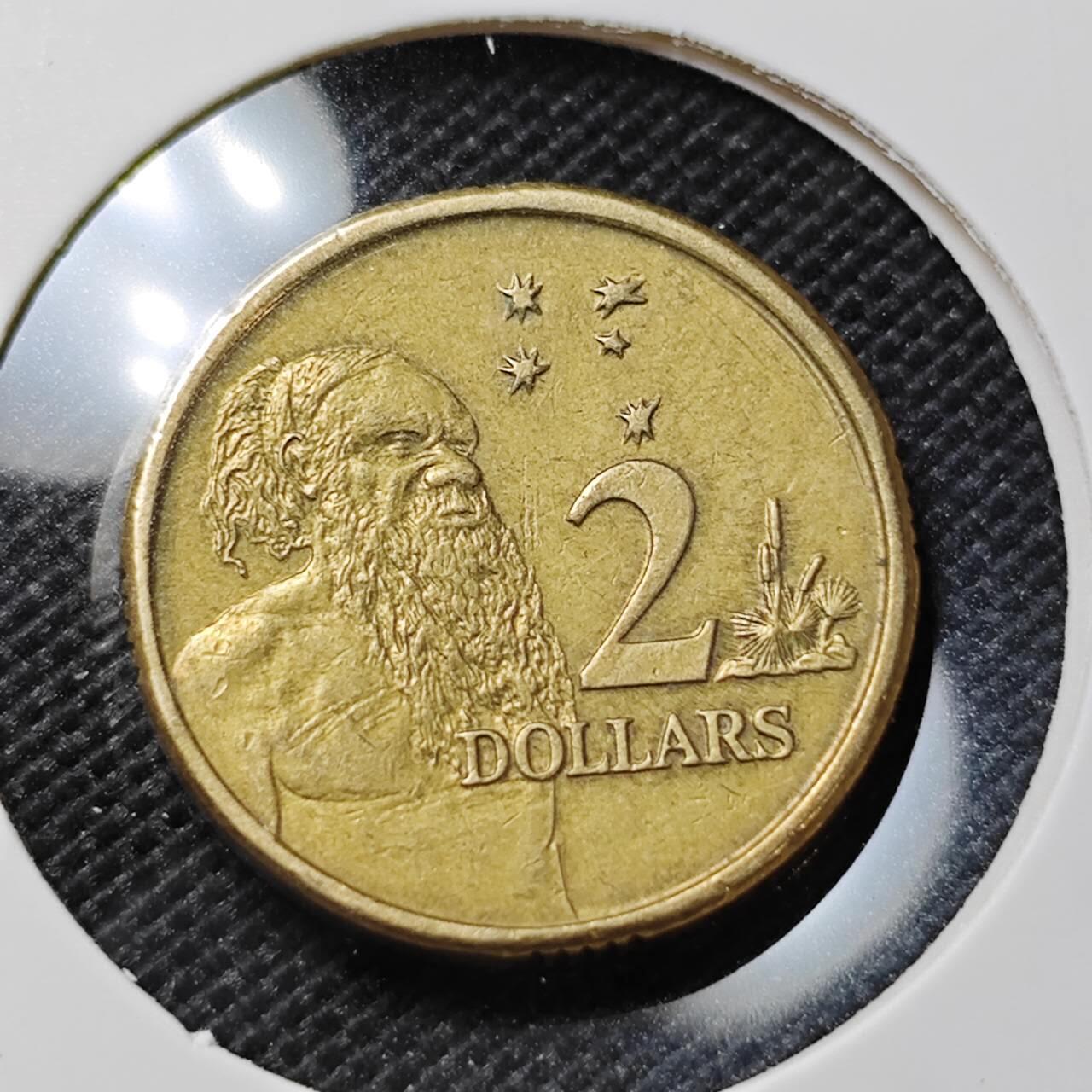 KK钱币收藏小铺  第412期 2月预留时间 周末发货 1992澳大利亚土著人2元 
