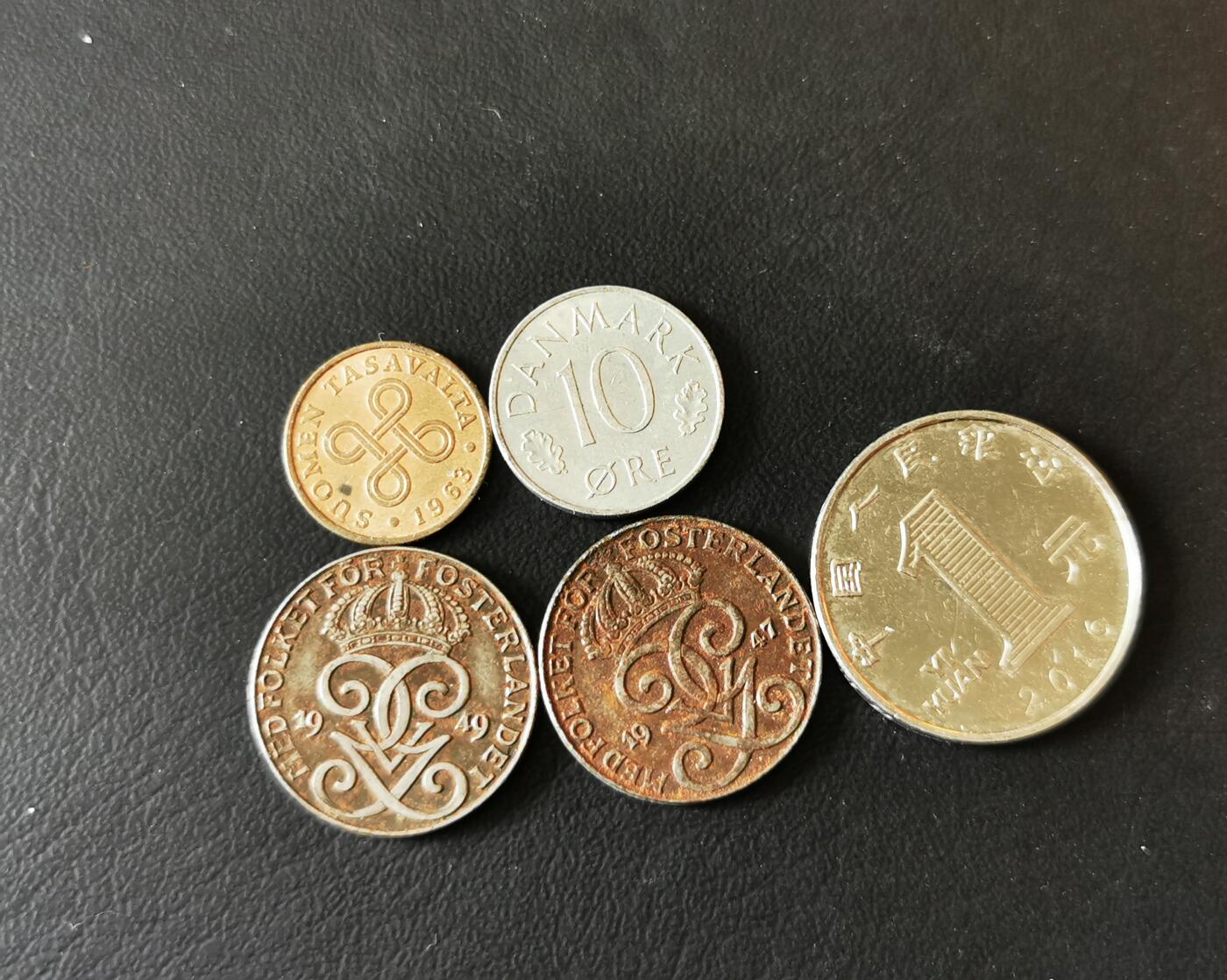 零零发外国硬币拍卖 无佣金 瑞典铁币2枚和芬兰丹麦2枚