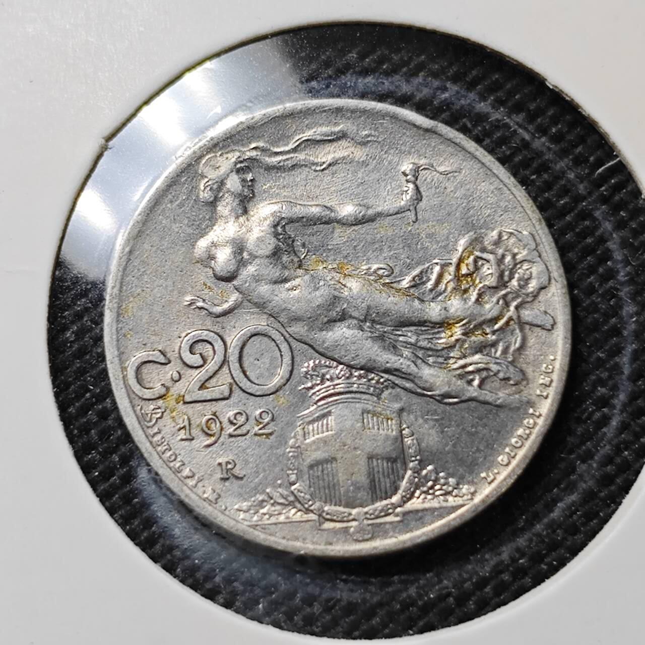 KK钱币收藏小铺  第412期 2月预留时间 周末发货 1922意大利20分