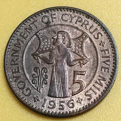 布加迪🐬～世界钱币(上海)🌾第 284 期 /  各国套币和散币 - 塞浦路斯🇨🇾 1956年 5米尔