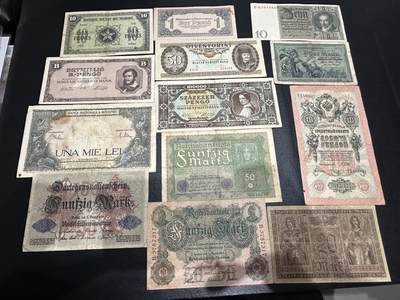 《外钞收藏家》第六百二十二期（精品场）（长期征集拍品、欢迎藏友们联系合作） - 德国、匈牙利、俄罗斯等老钞 13张一起 非全新 品相如图