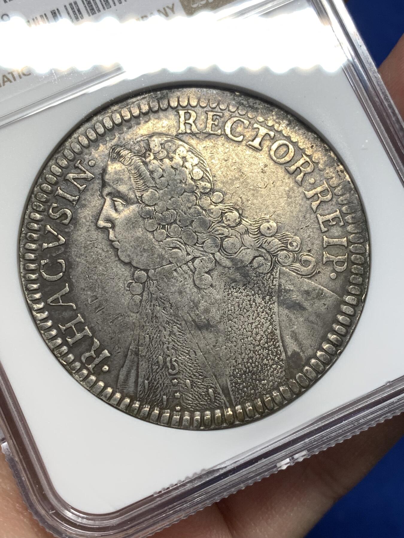 《竞宝斋》第475场 周日，周一 2场连拍 （全场包邮）欢迎送拍 NGC VFD 拉古萨共和国1763年一泰勒大银币 不多见的品种