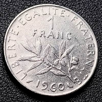 泉币菌-第217场-拍品多 请提前出价 - 法国早期（1969年）1法郎镍币  播种女神 入欧前 末版 绝版币