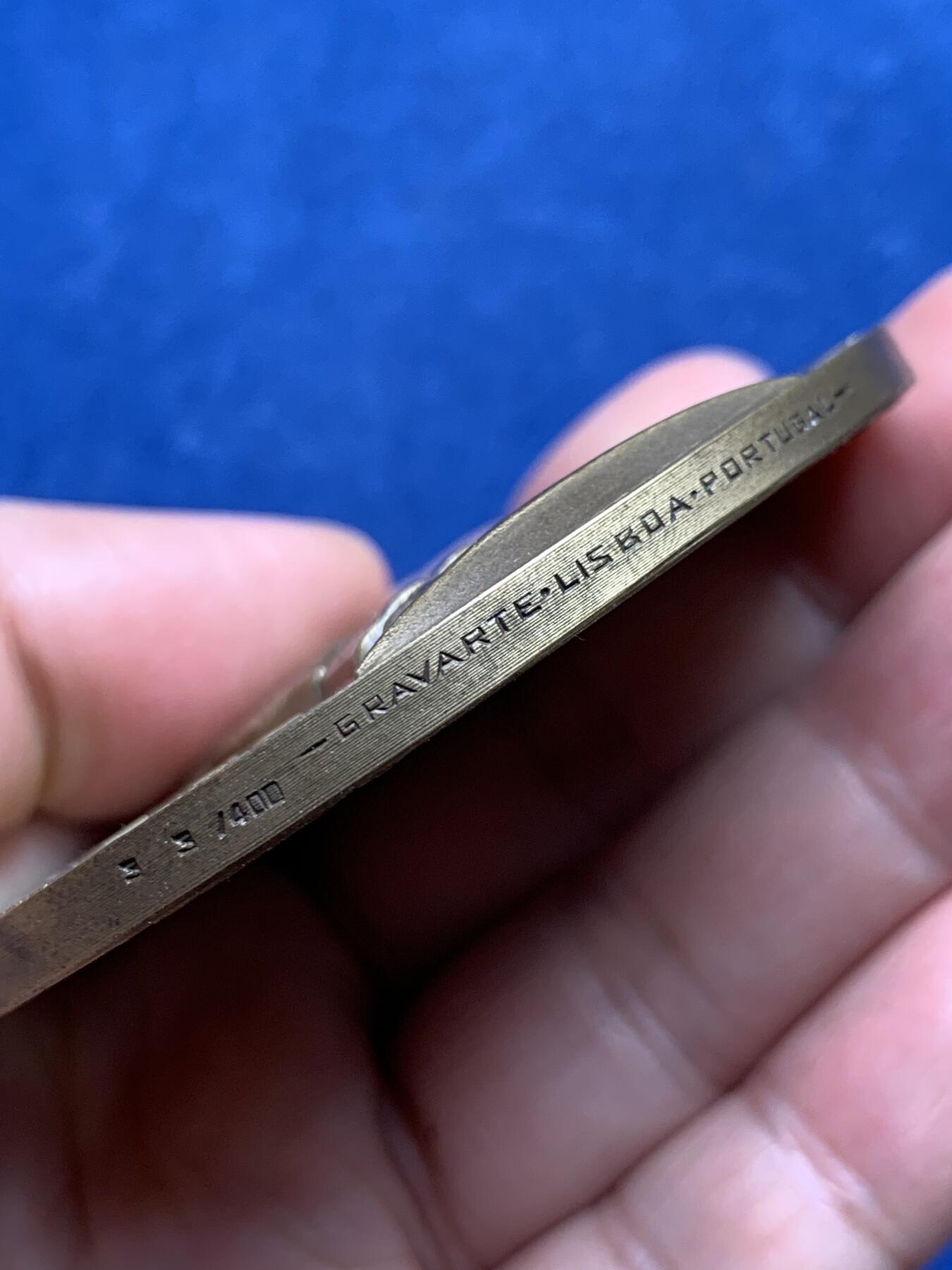 《竞宝斋》第475场 周日，周一 2场连拍 （全场包邮）欢迎送拍 葡萄牙铜章 1973年 里斯本城市主保圣文森特800周年 直径68.7mm 重量143.05g 高浮雕