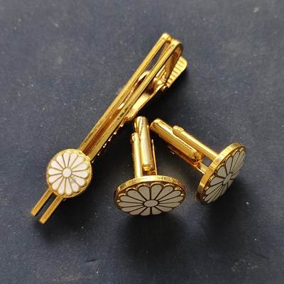 【全场包邮】纯粹捡漏拍516场【专场】 - 【杂件】领带夹+袖钉一套-菊花款